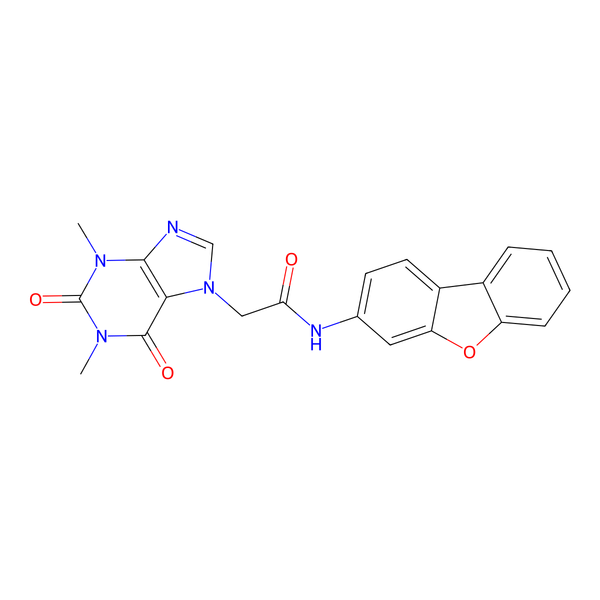 N-dibenzofuran-3-yl-2-(1,3-dimethyl-2,6-dioxopurin-7-yl)acetamide molecular structure, CAS 606096-49-5