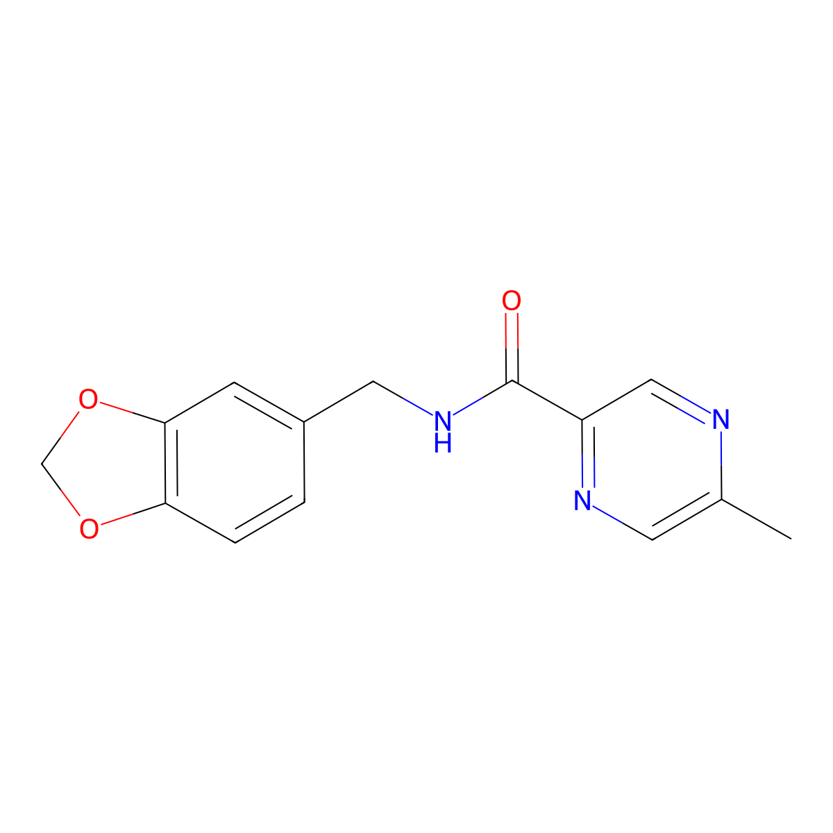 N-(Benzo[d][1,3]dioxol-5-ylmethyl)-5-methylpyrazine-2-carboxamide molecular structure, CAS 606096-87-1