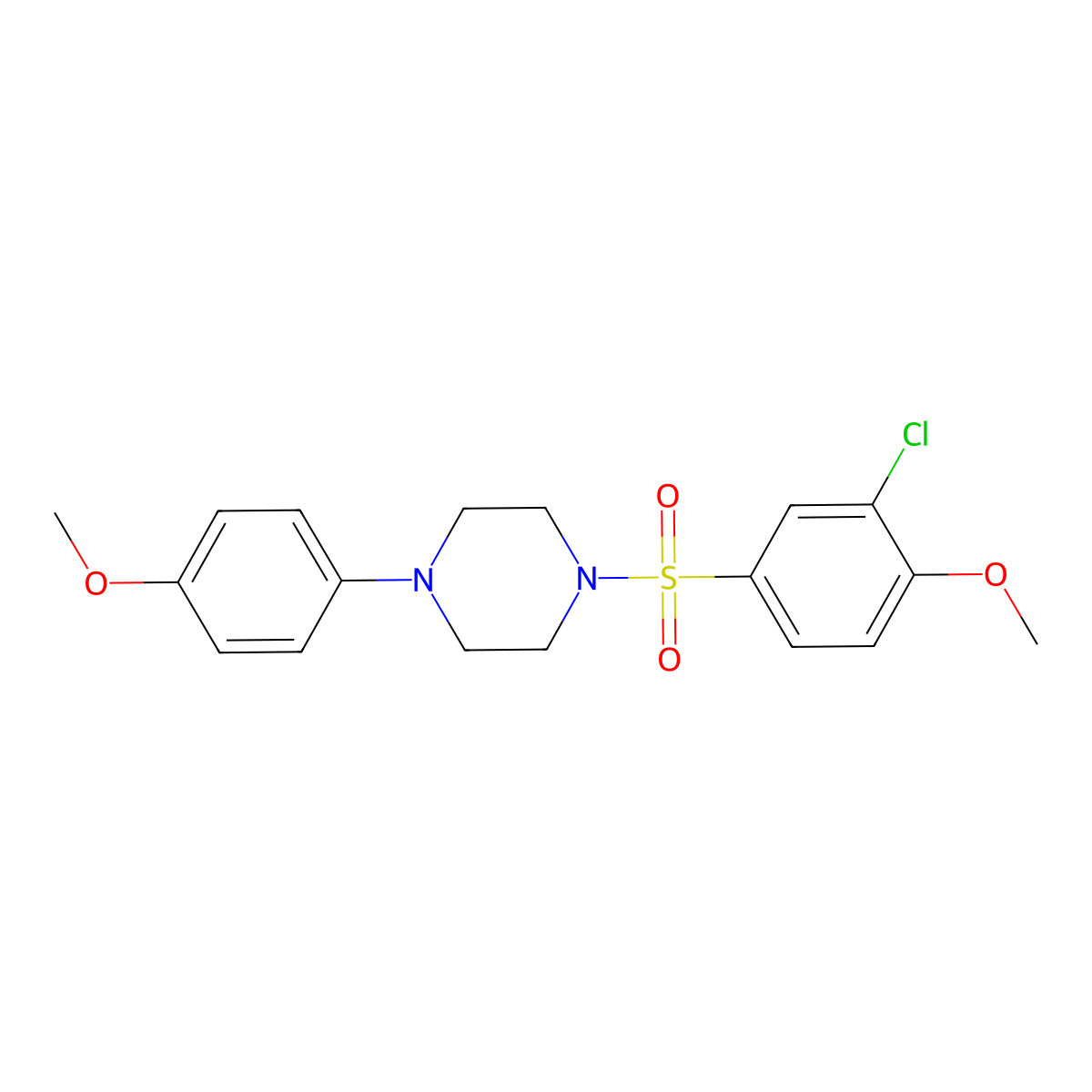 Piperazine, 1-[(3-chloro-4-methoxyphenyl)sulfonyl]-4-(4-methoxyphenyl)-(9CI) molecular structure, CAS 606097-83-0