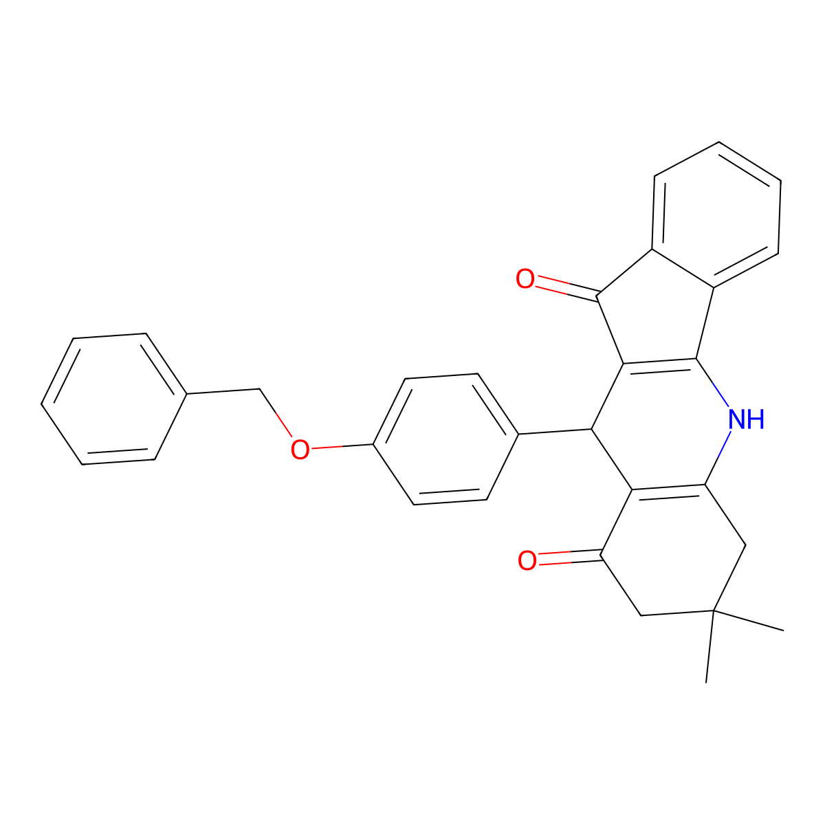 10-[4-(benzyloxy)phenyl]-7,7-dimethyl-6,7,8,10-tetrahydro-5H-indeno[1,2-b]quinoline-9,11-dione molecular structure, CAS 6061-46-7