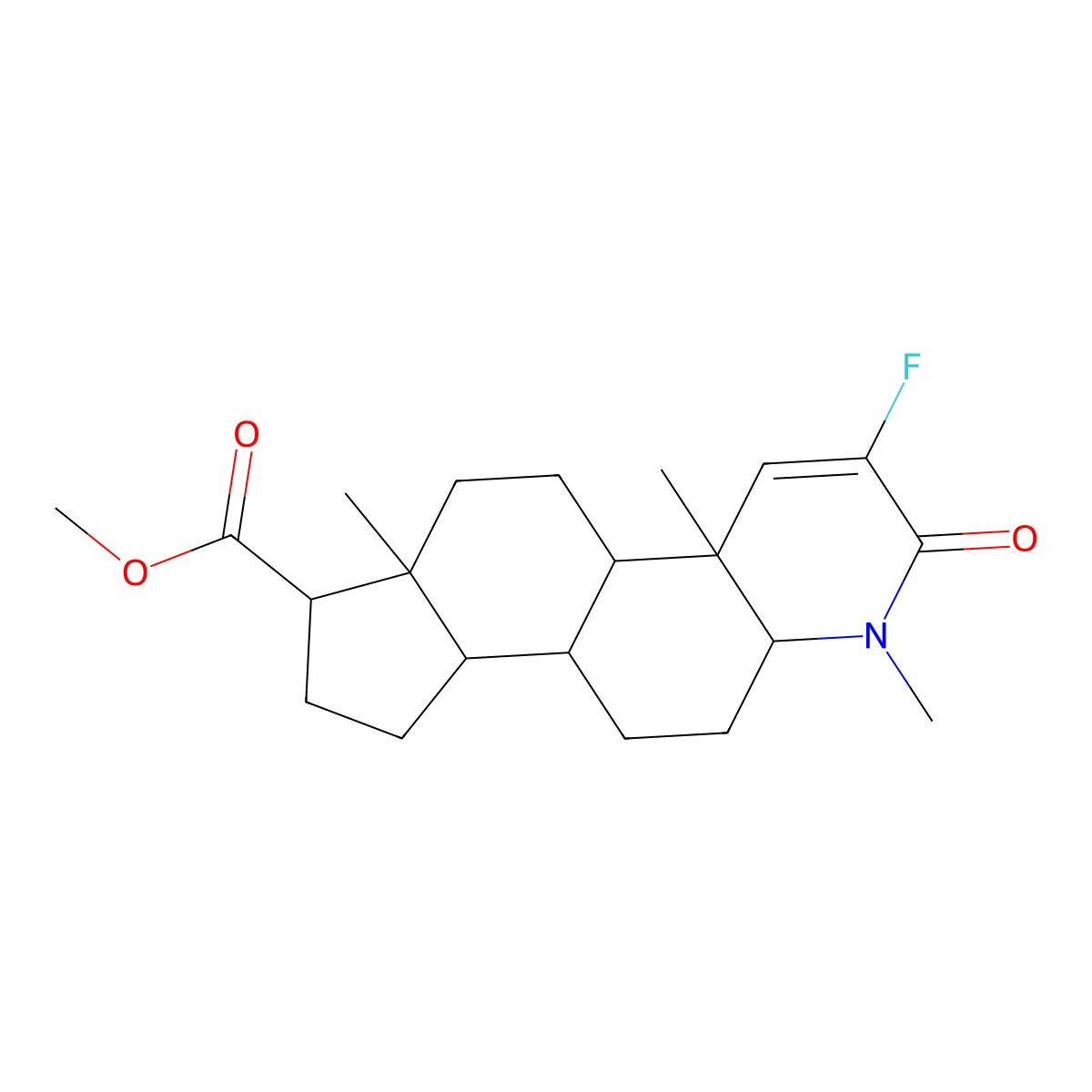 Methyl (4aS,4bS,6aS,7S,9aS,9bS,11aR)-3-fluoro-1,4a,6a-trimethyl-2-oxo-2,4a,4b,5,6,6a,7,8,9,9a,9b,10,11,11a-tetradecahydro-1H-indeno[5,4-f]quinoline-7-carboxylate molecular structure, CAS 606101-78-4