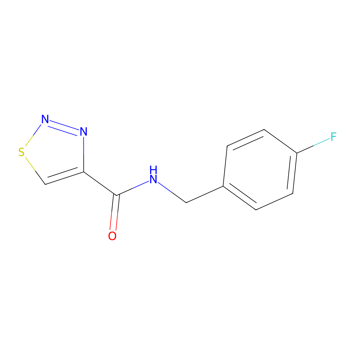 N-(4-fluorobenzyl)-1,2,3-thiadiazole-4-carboxamide molecular structure, CAS 606102-00-5