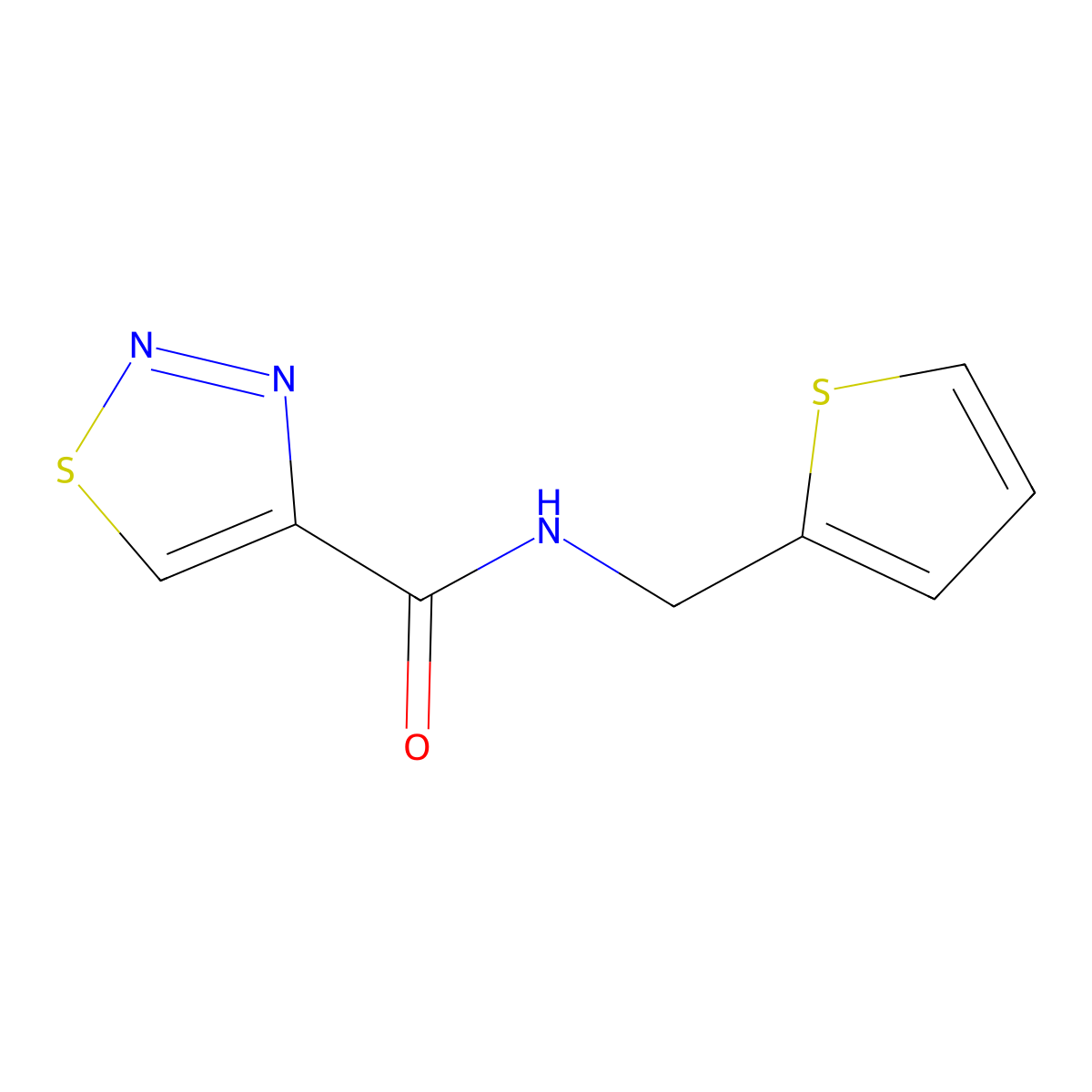 N-(thiophen-2-ylmethyl)-1,2,3-thiadiazole-4-carboxamide molecular structure, CAS 606102-03-8