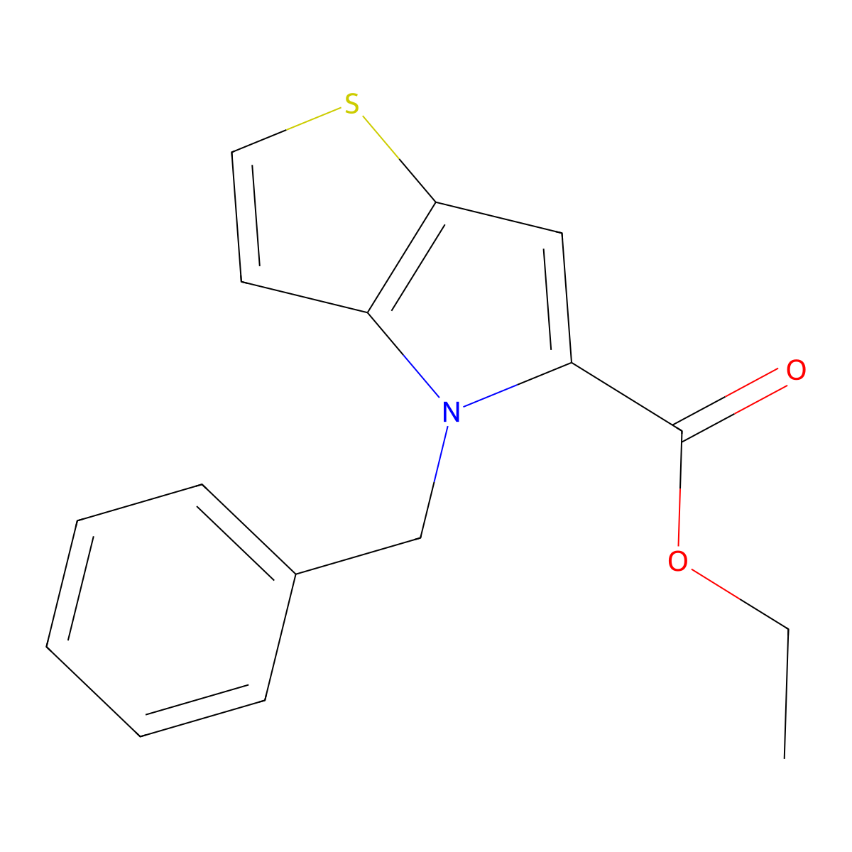 4-Benzyl-4H-thieno[3,2-b]pyrrole-5-carboxylic acid ethyl ester molecular structure, CAS 606102-24-3