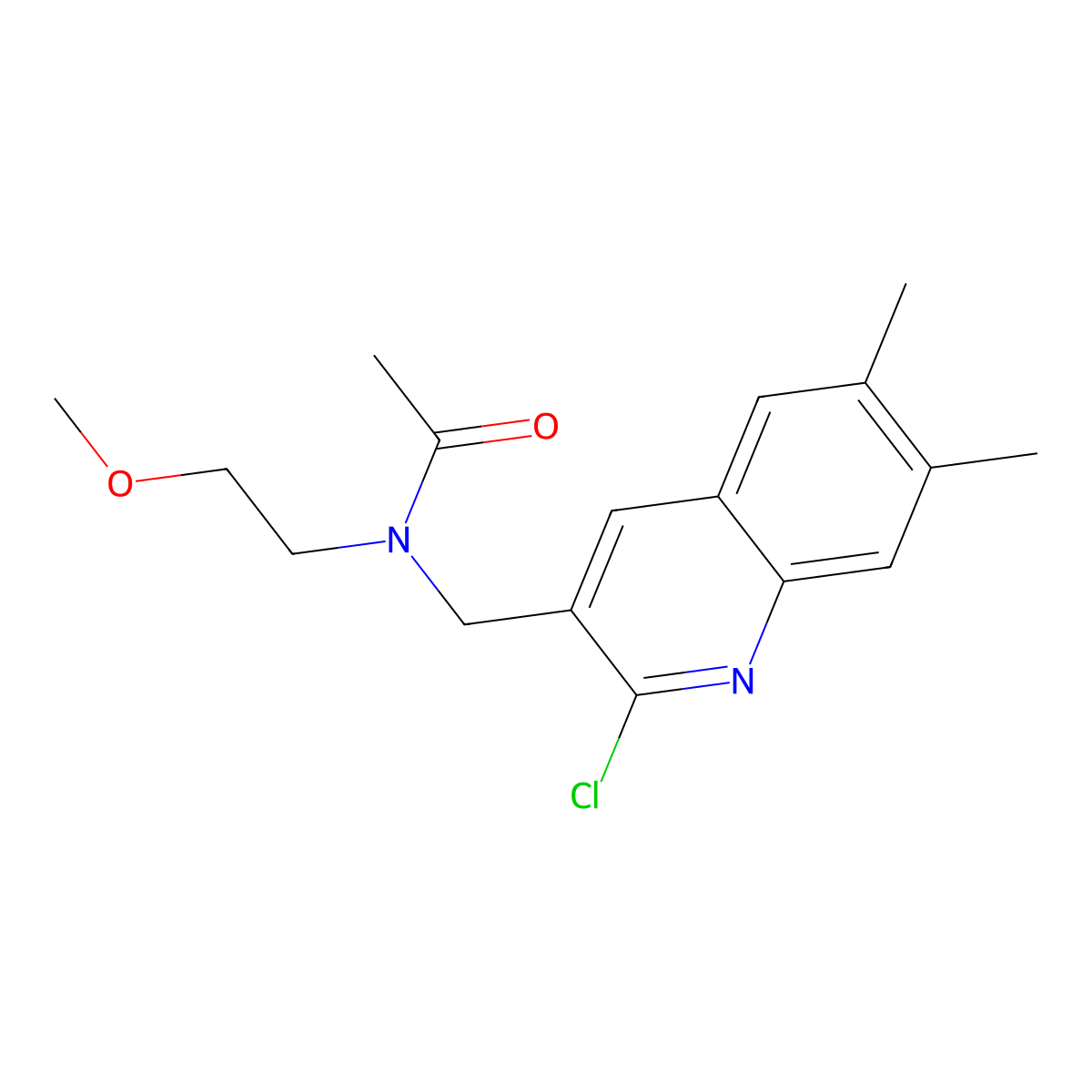 N-[(2-chloro-6,7-dimethylquinolin-3-yl)methyl]-N-(2-methoxyethyl)acetamide molecular structure, CAS 606102-46-9