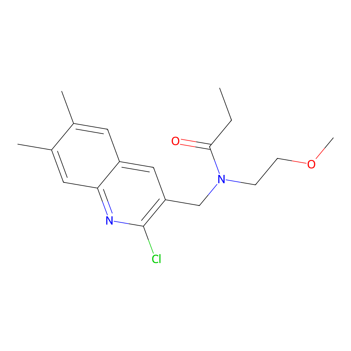 N-[(2-chloro-6,7-dimethylquinolin-3-yl)methyl]-N-(2-methoxyethyl)propanamide molecular structure, CAS 606102-57-2