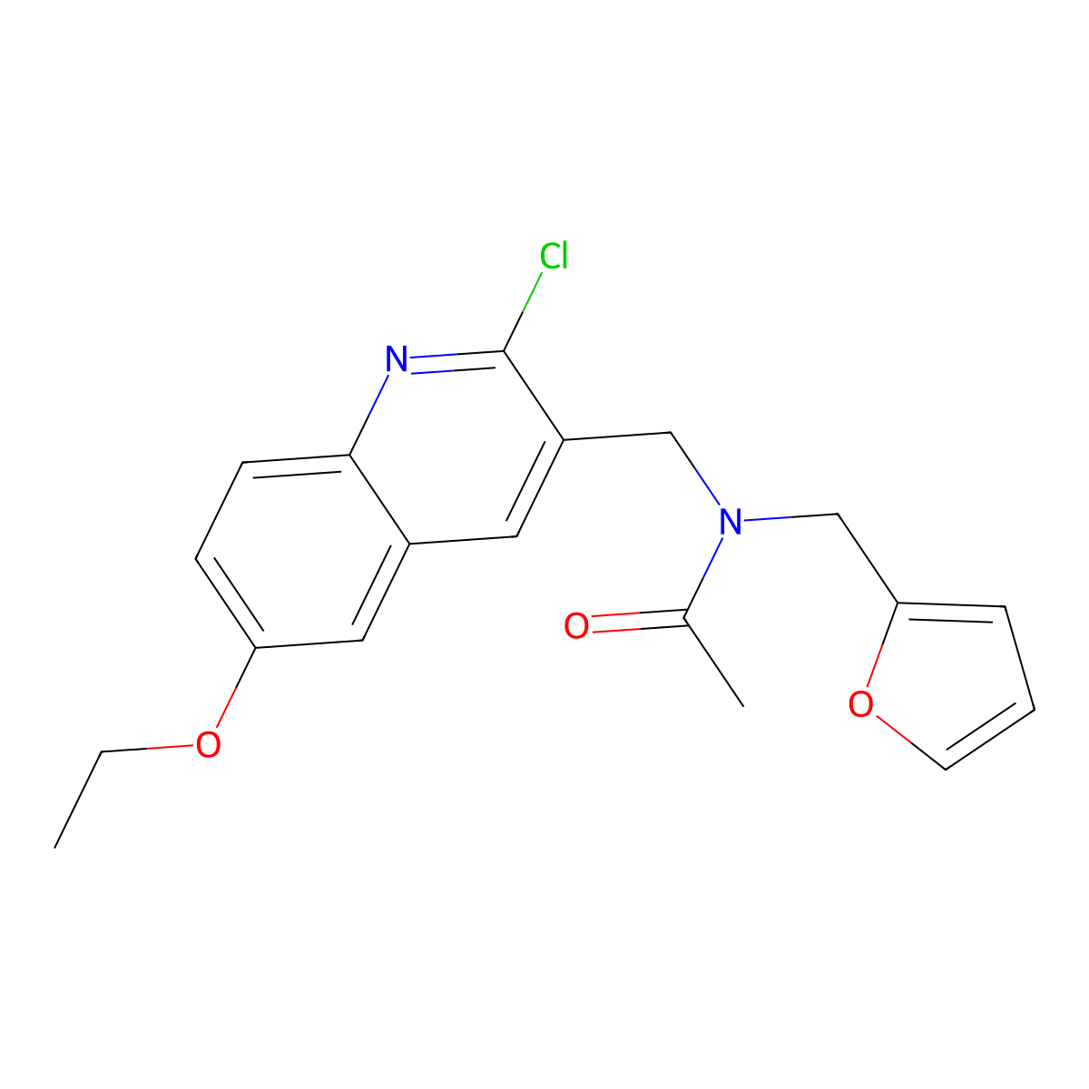 N-[(2-chloro-6-ethoxyquinolin-3-yl)methyl]-N-(furan-2-ylmethyl)acetamide molecular structure, CAS 606103-78-0