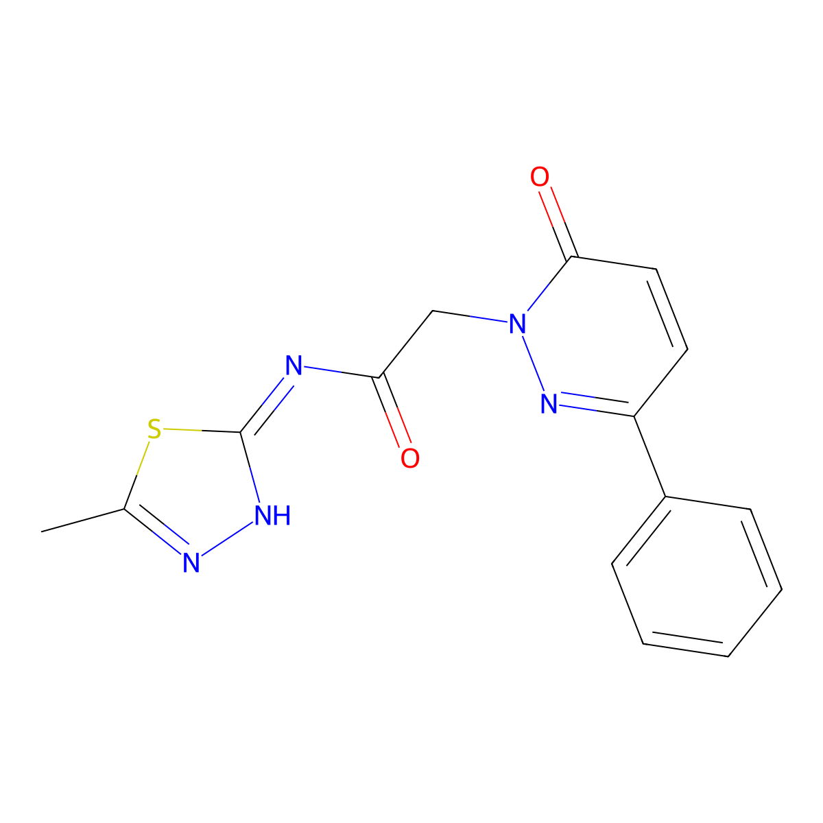 N-(5-methyl-1,3,4-thiadiazol-2-yl)-2-(6-oxo-3-phenylpyridazin-1(6H)-yl)acetamide molecular structure, CAS 606103-89-3