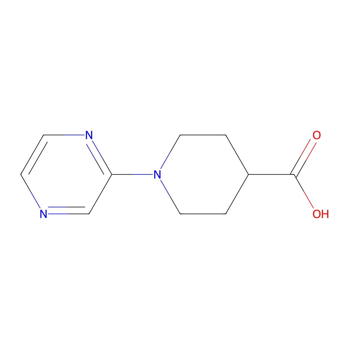 1-(Pyrazin-2-yl)piperidine-4-carboxylic acid molecular structure, CAS 606104-21-6