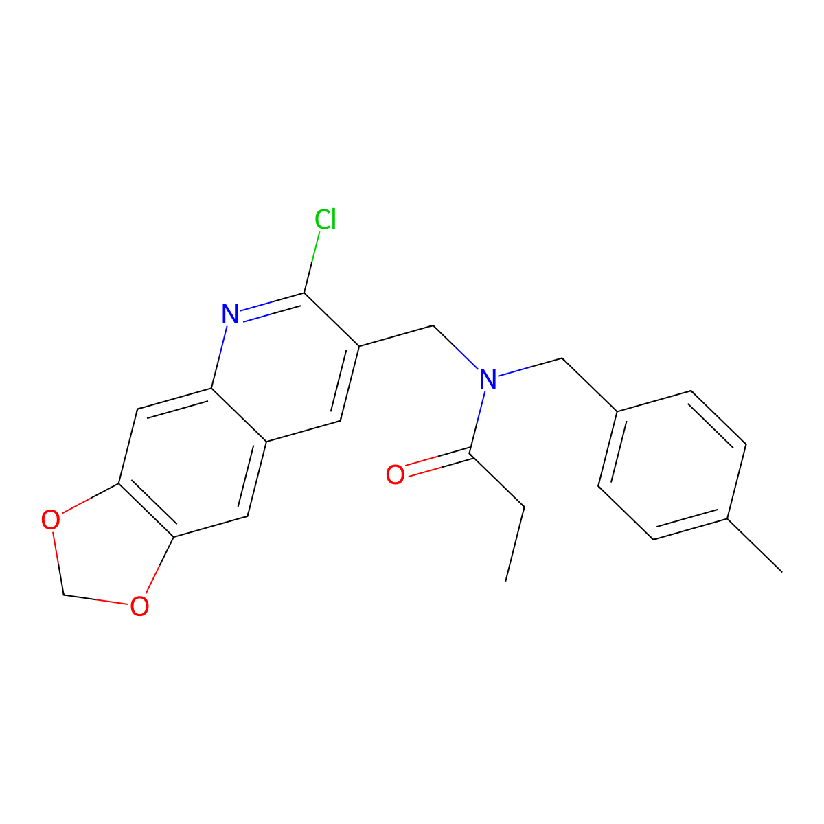 N-[(6-chloro-[1,3]dioxolo[4,5-g]quinolin-7-yl)methyl]-N-[(4-methylphenyl)methyl]propanamide molecular structure, CAS 606104-26-1