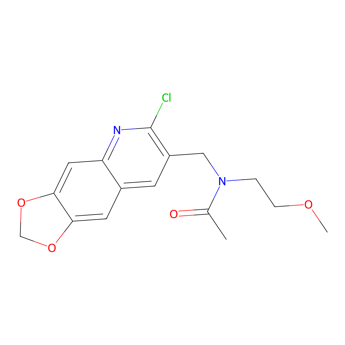 N-[(6-chloro-[1,3]dioxolo[4,5-g]quinolin-7-yl)methyl]-N-(2-methoxyethyl)acetamide molecular structure, CAS 606104-30-7