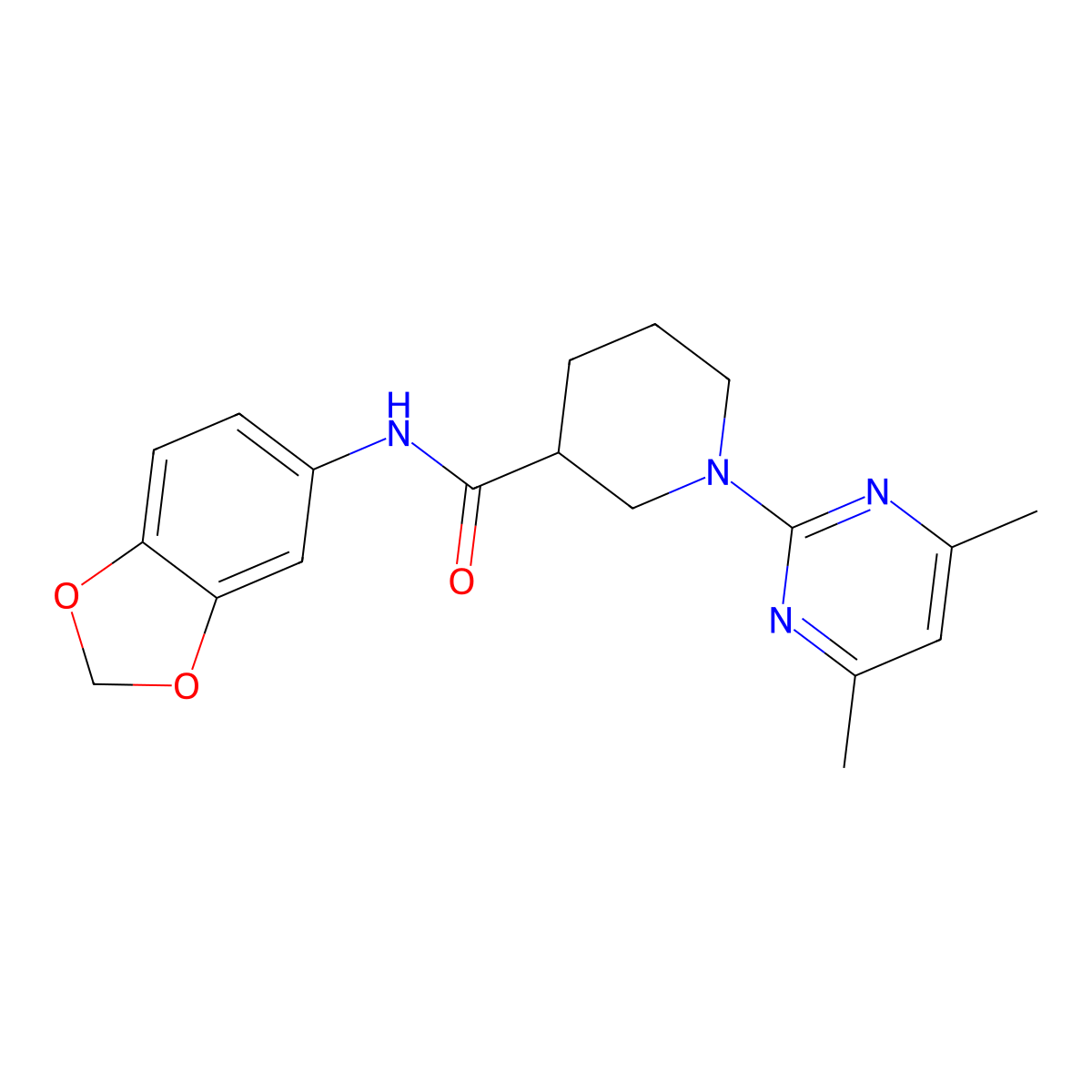 N-(1,3-benzodioxol-5-yl)-1-(4,6-dimethylpyrimidin-2-yl)piperidine-3-carboxamide molecular structure, CAS 606105-15-1