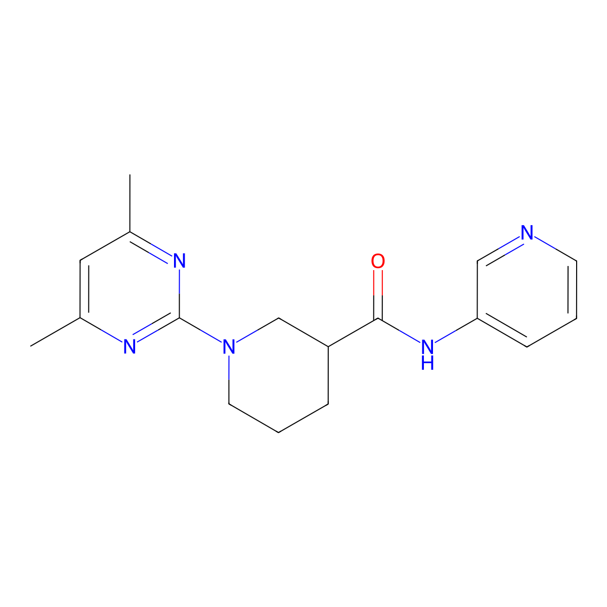 1-(4,6-dimethylpyrimidin-2-yl)-N-(pyridin-3-yl)piperidine-3-carboxamide molecular structure, CAS 606105-90-2