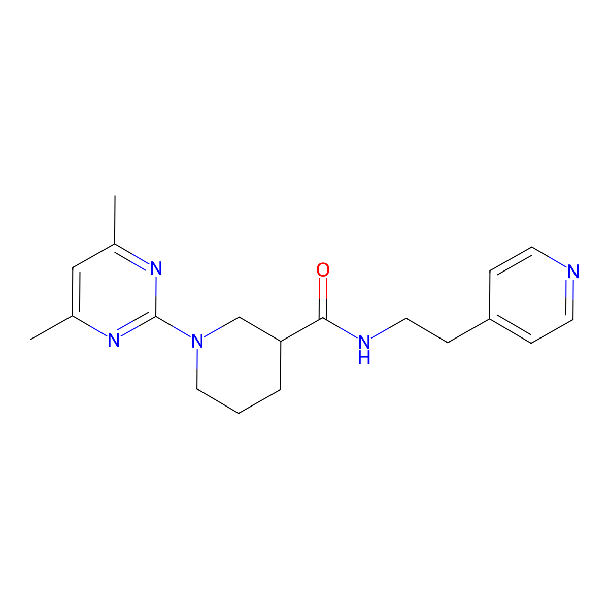 1-(4,6-dimethyl-2-pyrimidinyl)-N-[2-(4-pyridyl)ethyl]-3-piperidinecarboxamide molecular structure, CAS 606106-18-7