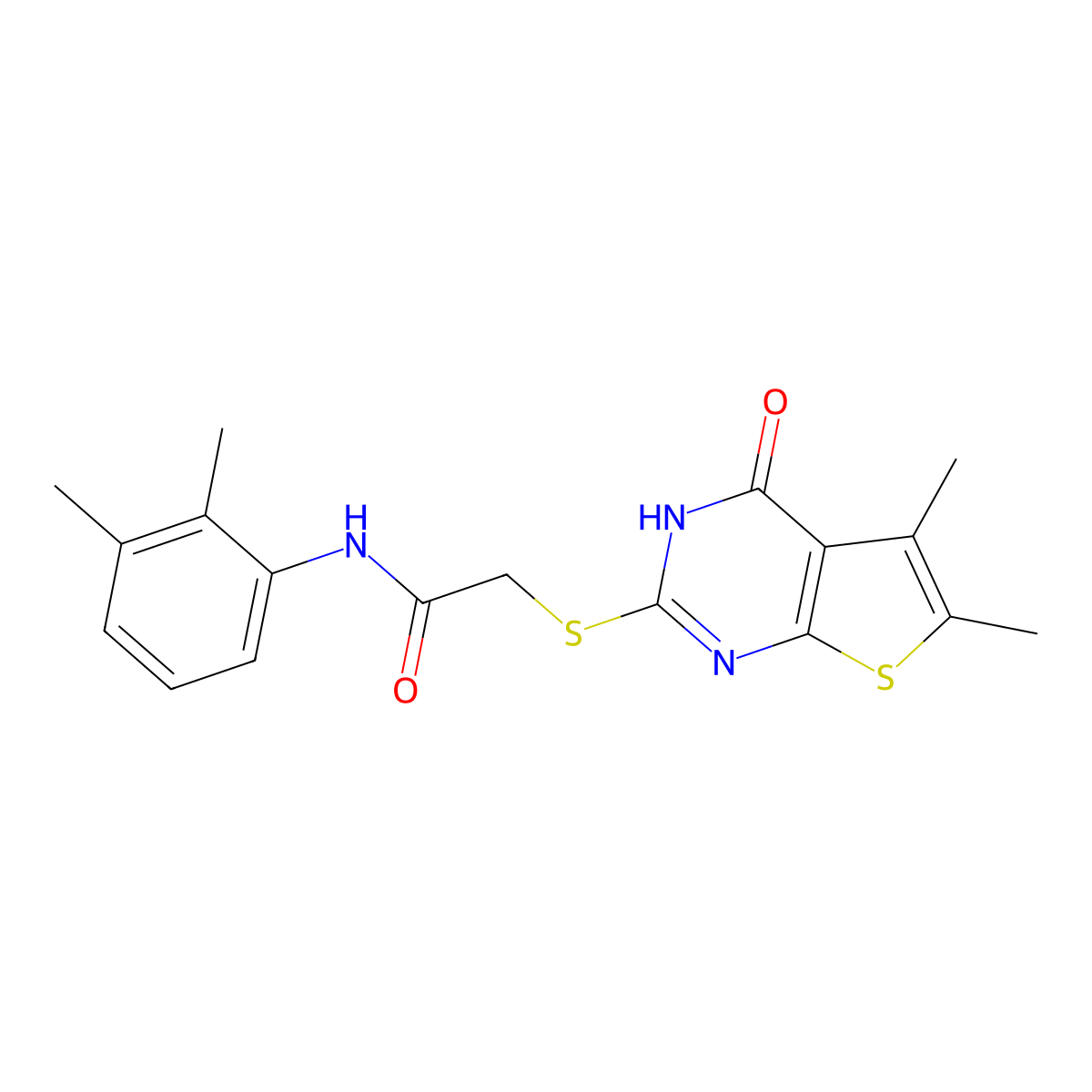 2-[(5,6-dimethyl-4-oxo-3H-thieno[2,3-d]pyrimidin-2-yl)sulfanyl]-N-(2,3-dimethylphenyl)acetamide molecular structure, CAS 606107-78-2