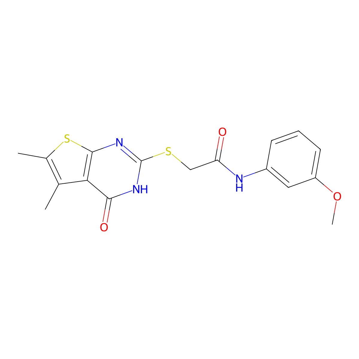 2-[(5,6-dimethyl-4-oxo-3H-thieno[2,3-d]pyrimidin-2-yl)sulfanyl]-N-(3-methoxyphenyl)acetamide molecular structure, CAS 606107-90-8