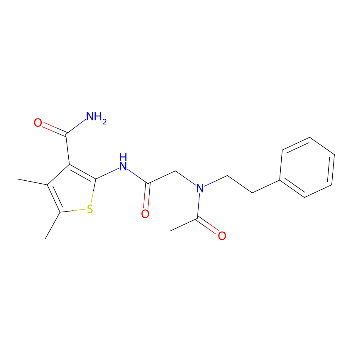 3-Thiophenecarboxamide, 2-[[[acetyl(2-phenylethyl)amino]acetyl]amino]-4,5-dimethyl- molecular structure, CAS 606109-91-5