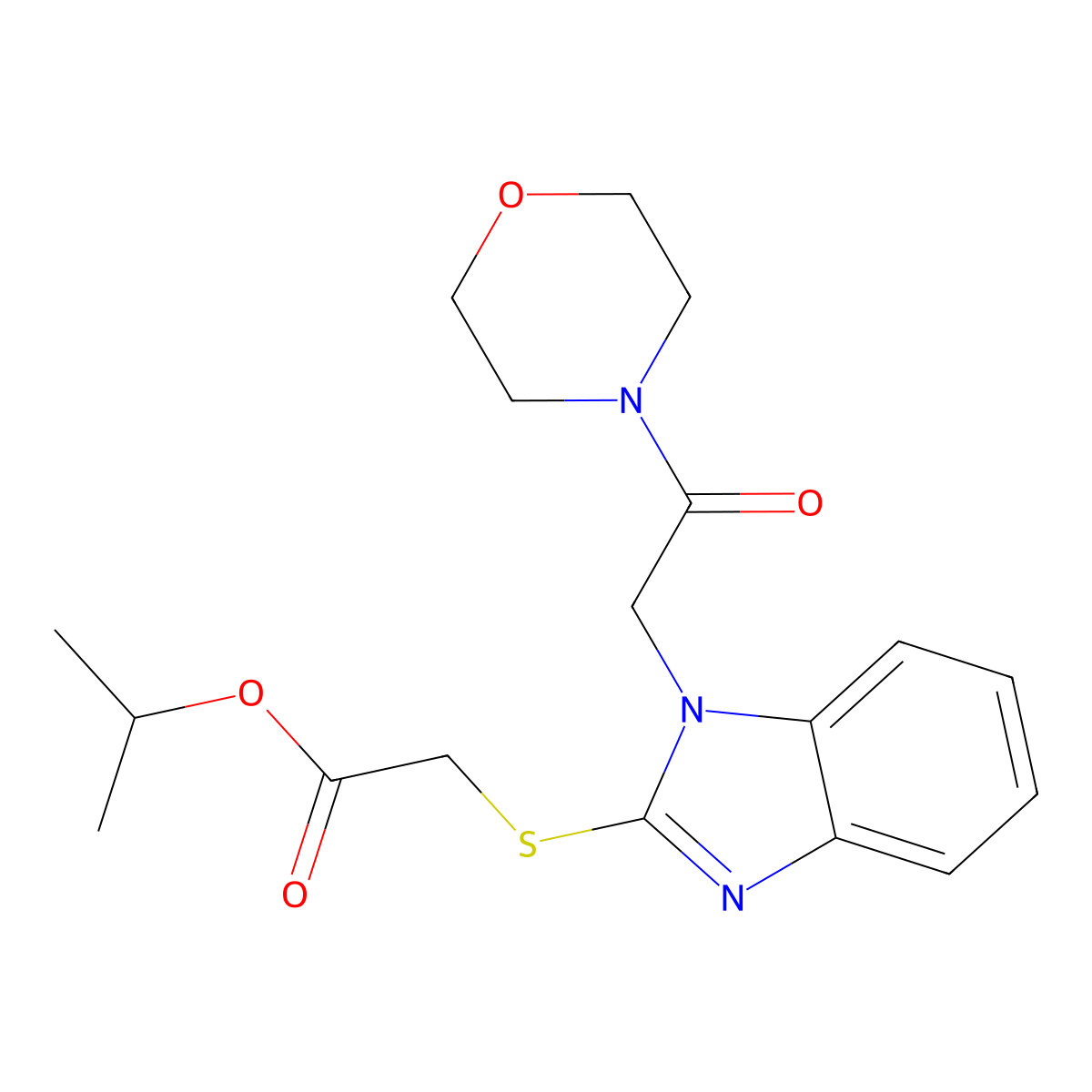 Propan-2-yl 2-[1-(2-morpholin-4-yl-2-oxoethyl)benzimidazol-2-yl]sulfanylacetate molecular structure, CAS 606110-77-4
