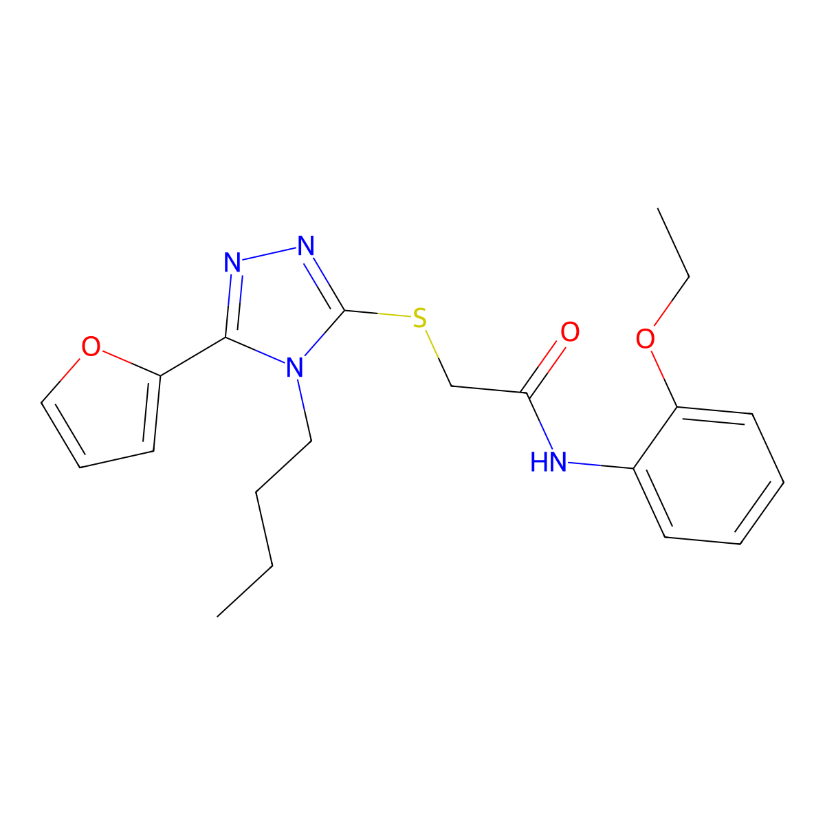 2-{[4-Butyl-5-(2-furyl)-4H-1,2,4-triazol-3-yl]sulfanyl}-N-(2-ethoxyphenyl)acetamide molecular structure, CAS 606111-35-7