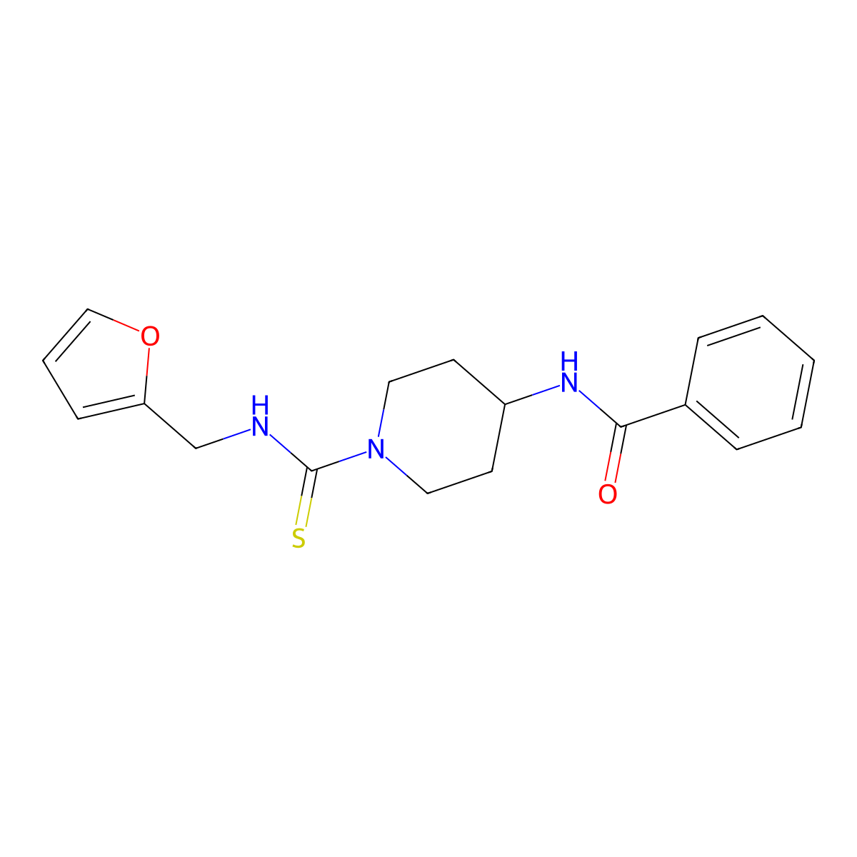 N-[1-(furan-2-ylmethylcarbamothioyl)piperidin-4-yl]benzamide molecular structure, CAS 606112-39-4