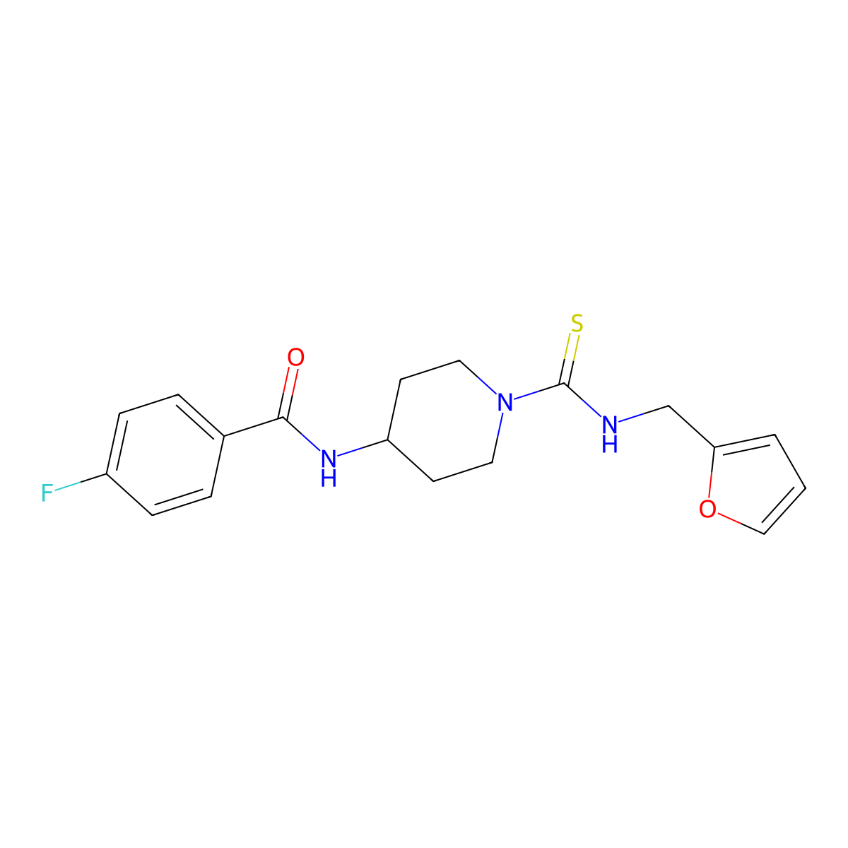 4-Fluoro-N-{1-[(furan-2-ylmethyl)-thiocarbamoyl]-piperidin-4-yl}-benzamide molecular structure, CAS 606112-40-7