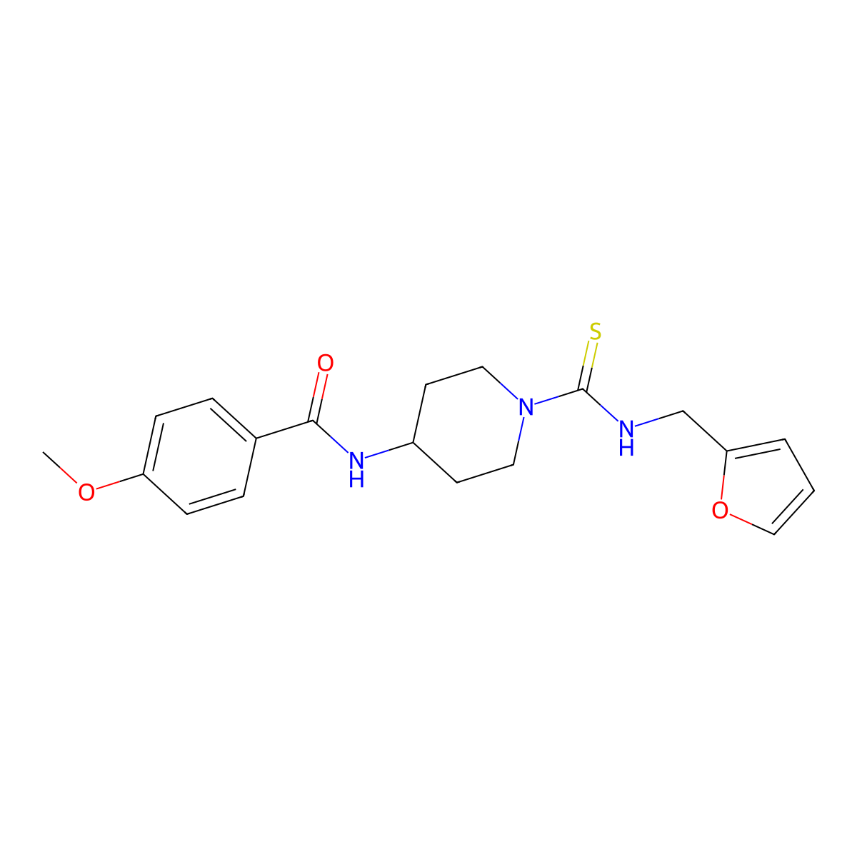 N-{1-[(Furan-2-ylmethyl)-thiocarbamoyl]-piperidin-4-yl}-4-methoxy-benzamide molecular structure, CAS 606112-41-8