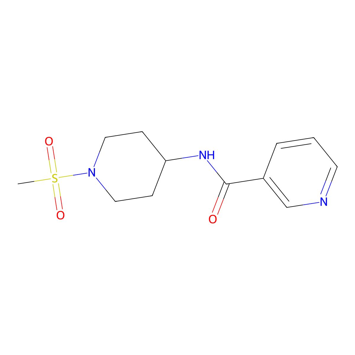 N-(1-methanesulfonylpiperidin-4-yl)pyridine-3-carboxamide molecular structure, CAS 606112-60-1