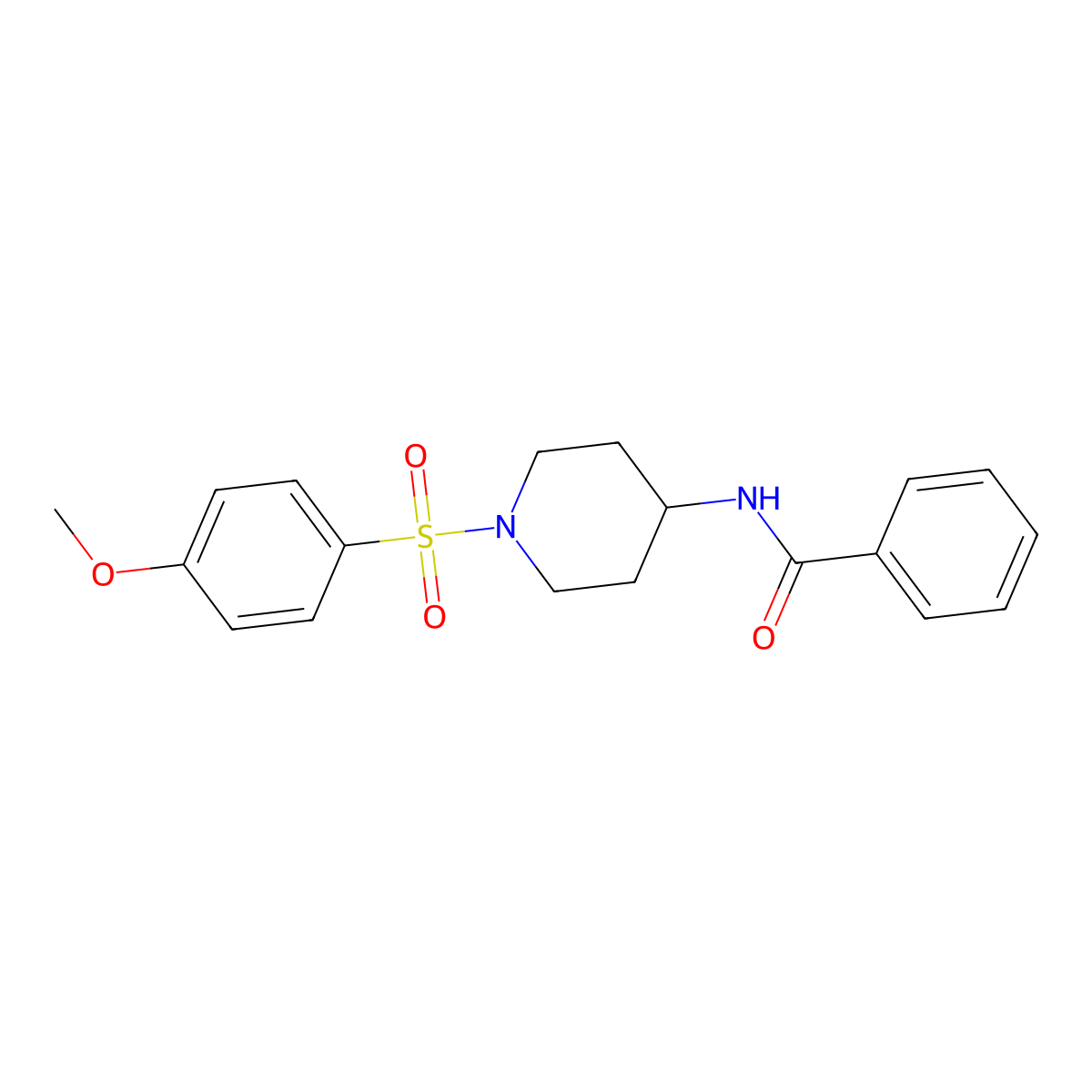 N-{1-[(4-methoxyphenyl)sulfonyl]-4-piperidinyl}benzenecarboxamide molecular structure, CAS 606112-96-3