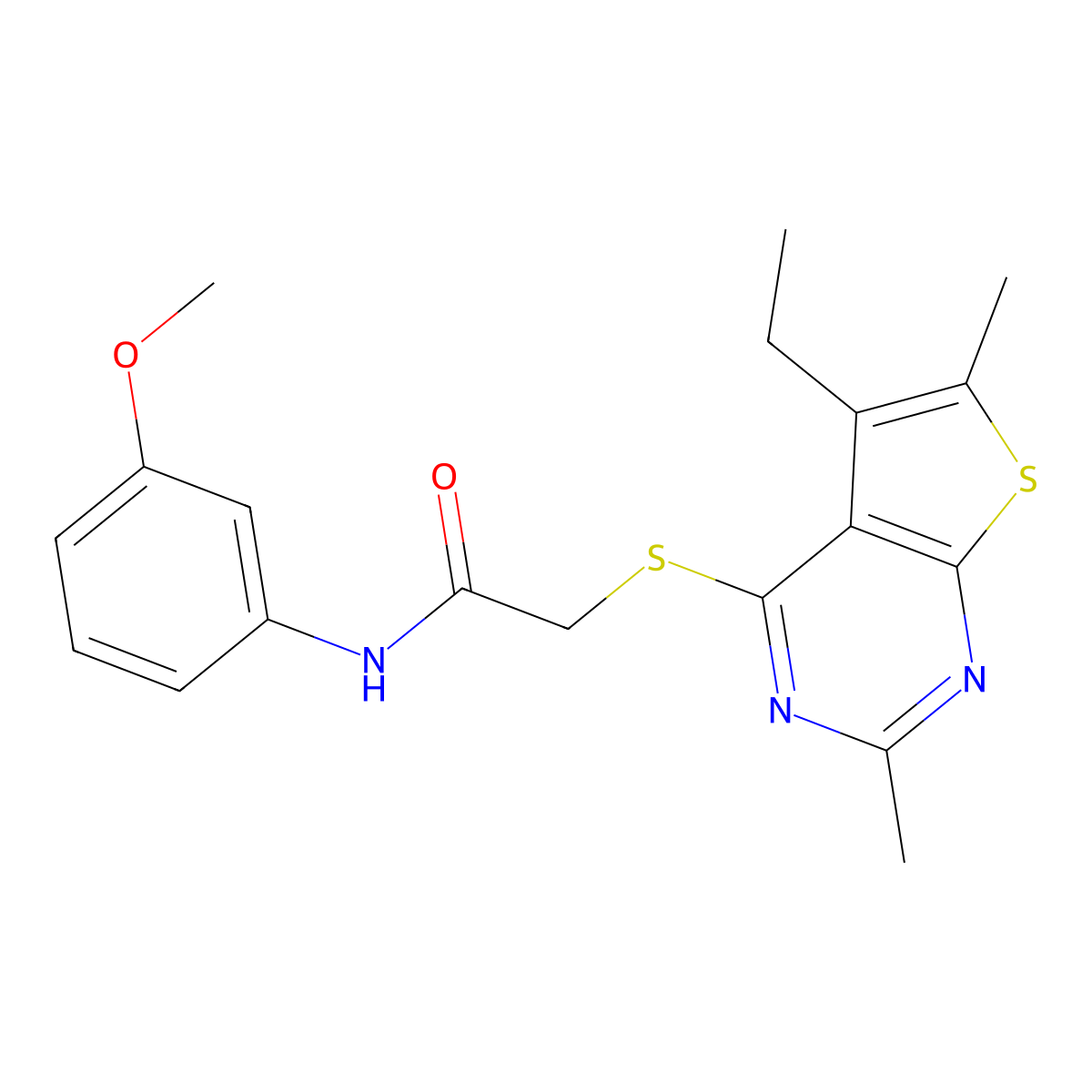 2-(5-ethyl-2,6-dimethylthieno[2,3-d]pyrimidin-4-yl)sulfanyl-N-(3-methoxyphenyl)acetamide molecular structure, CAS 606113-53-5