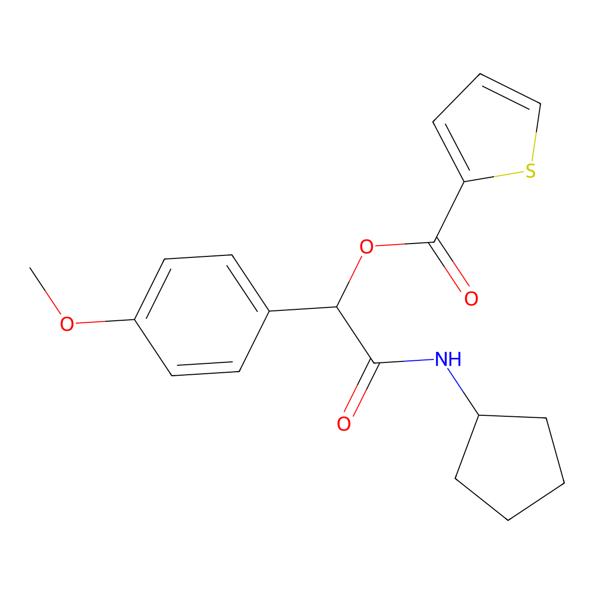 2-(Cyclopentylamino)-1-(4-methoxyphenyl)-2-oxoethyl thiophene-2-carboxylate molecular structure, CAS 606114-59-4