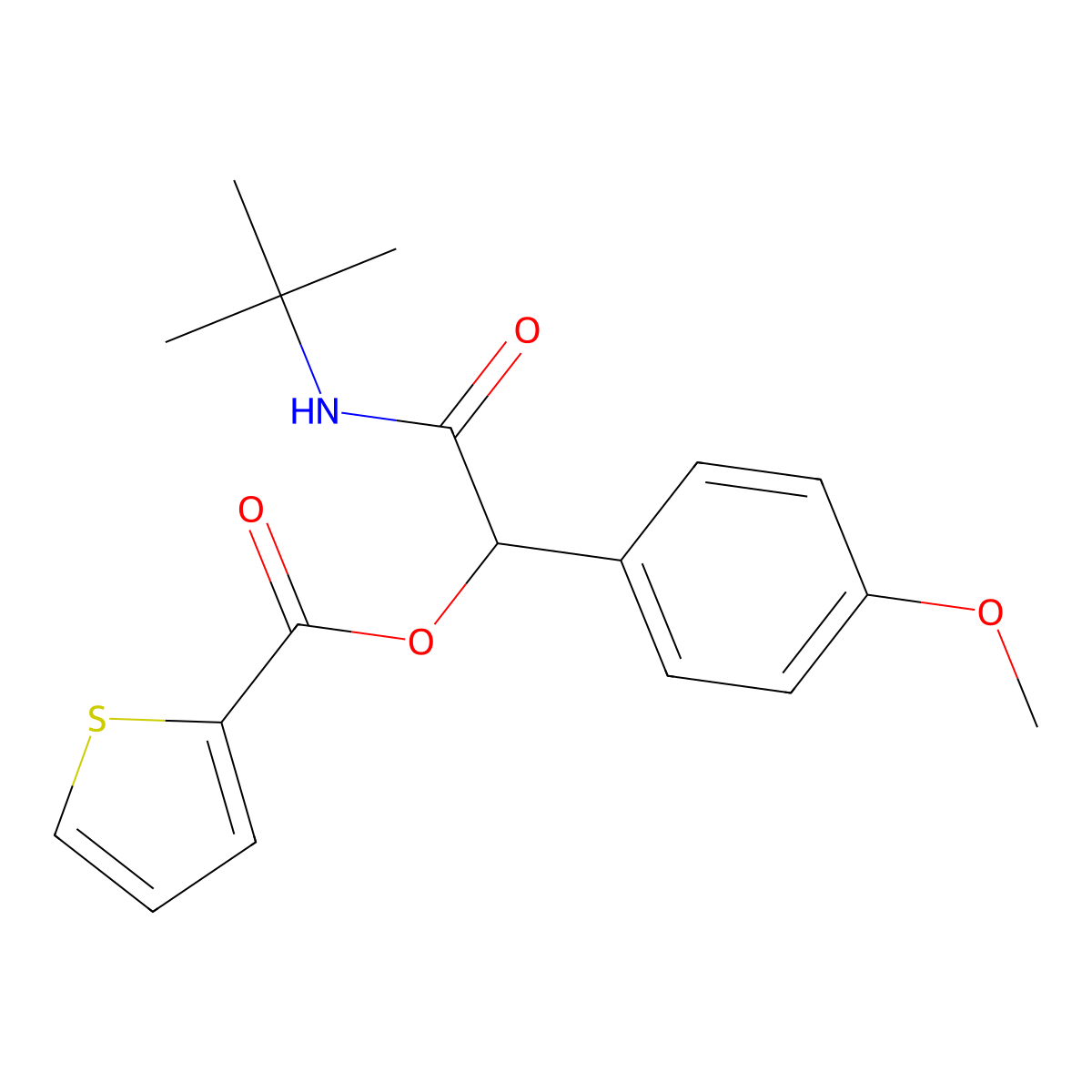 2-(tert-Butylamino)-1-(4-methoxyphenyl)-2-oxoethyl thiophene-2-carboxylate molecular structure, CAS 606114-60-7