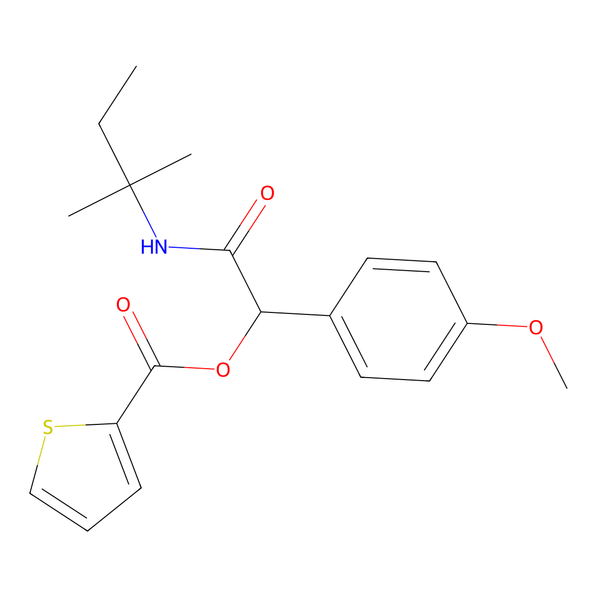 1-(4-Methoxyphenyl)-2-[(2-methylbutan-2-yl)amino]-2-oxoethyl thiophene-2-carboxylate molecular structure, CAS 606114-61-8
