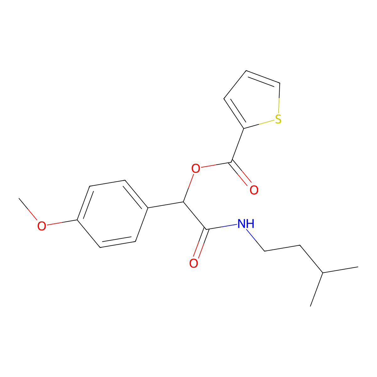 1-(4-Methoxyphenyl)-2-[(3-methylbutyl)amino]-2-oxoethyl thiophene-2-carboxylate molecular structure, CAS 606114-62-9