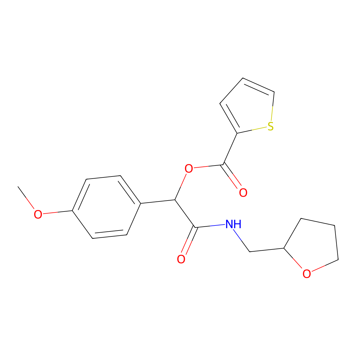1-(4-Methoxyphenyl)-2-oxo-2-{[(oxolan-2-yl)methyl]amino}ethyl thiophene-2-carboxylate molecular structure, CAS 606114-63-0