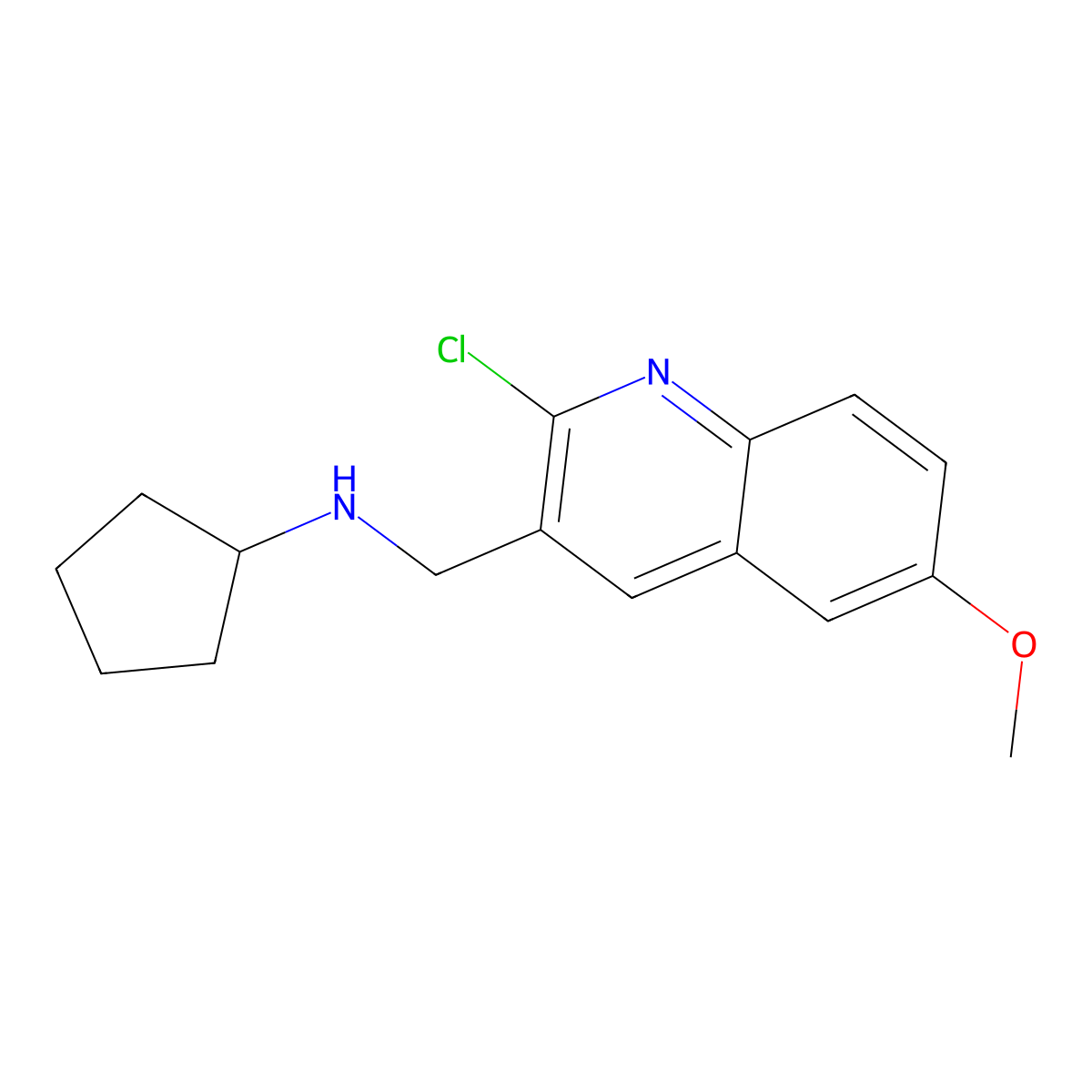 3-Quinolinemethanamine, 2-chloro-N-cyclopentyl-6-methoxy- molecular structure, CAS 606116-55-6