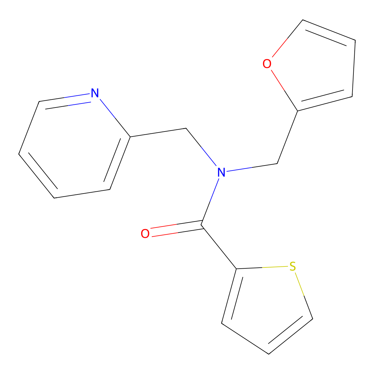 N-(furan-2-ylmethyl)-N-(pyridin-2-ylmethyl)thiophene-2-carboxamide molecular structure, CAS 606117-54-8