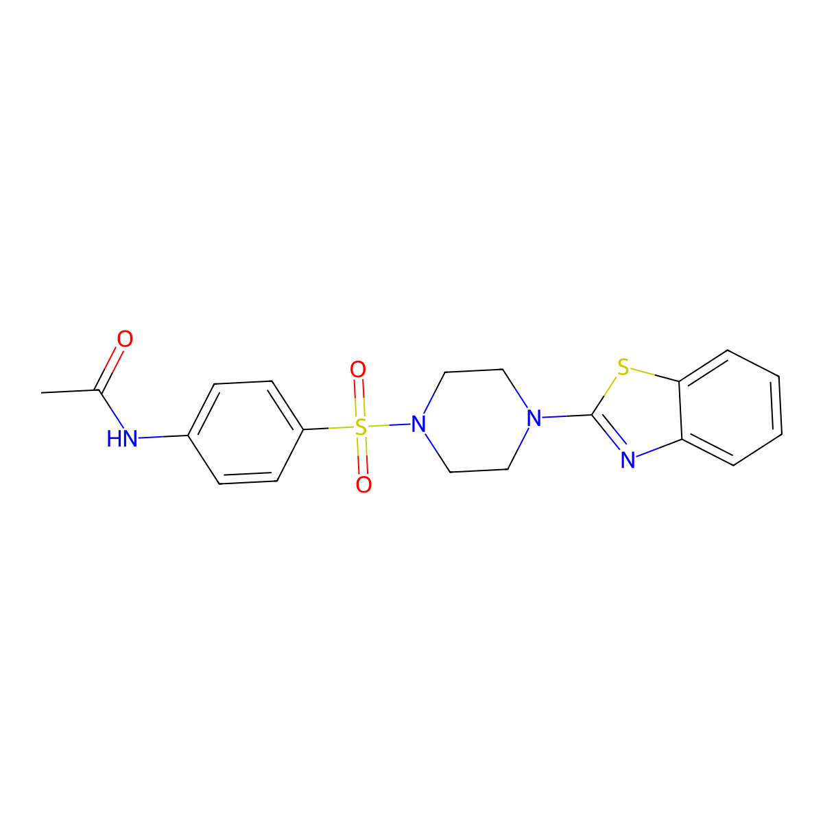 N-(4-{[4-(1,3-Benzothiazol-2-yl)-1-piperazinyl]sulfonyl}phenyl)acetamide molecular structure, CAS 606118-05-2