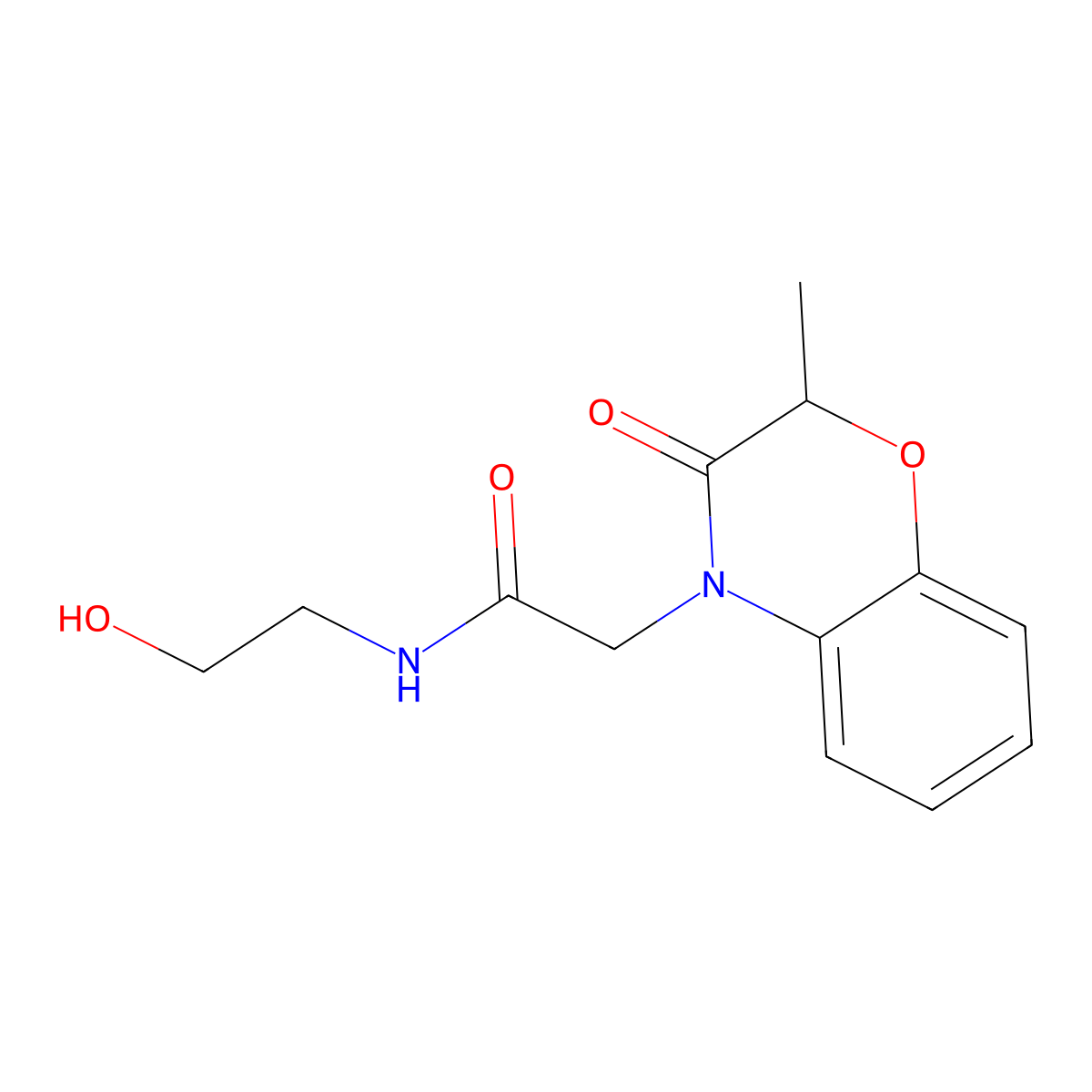 4H-1,4-Benzoxazine-4-acetamide, 2,3-dihydro-N-(2-hydroxyethyl)-2-methyl-3-oxo- molecular structure, CAS 606118-98-3