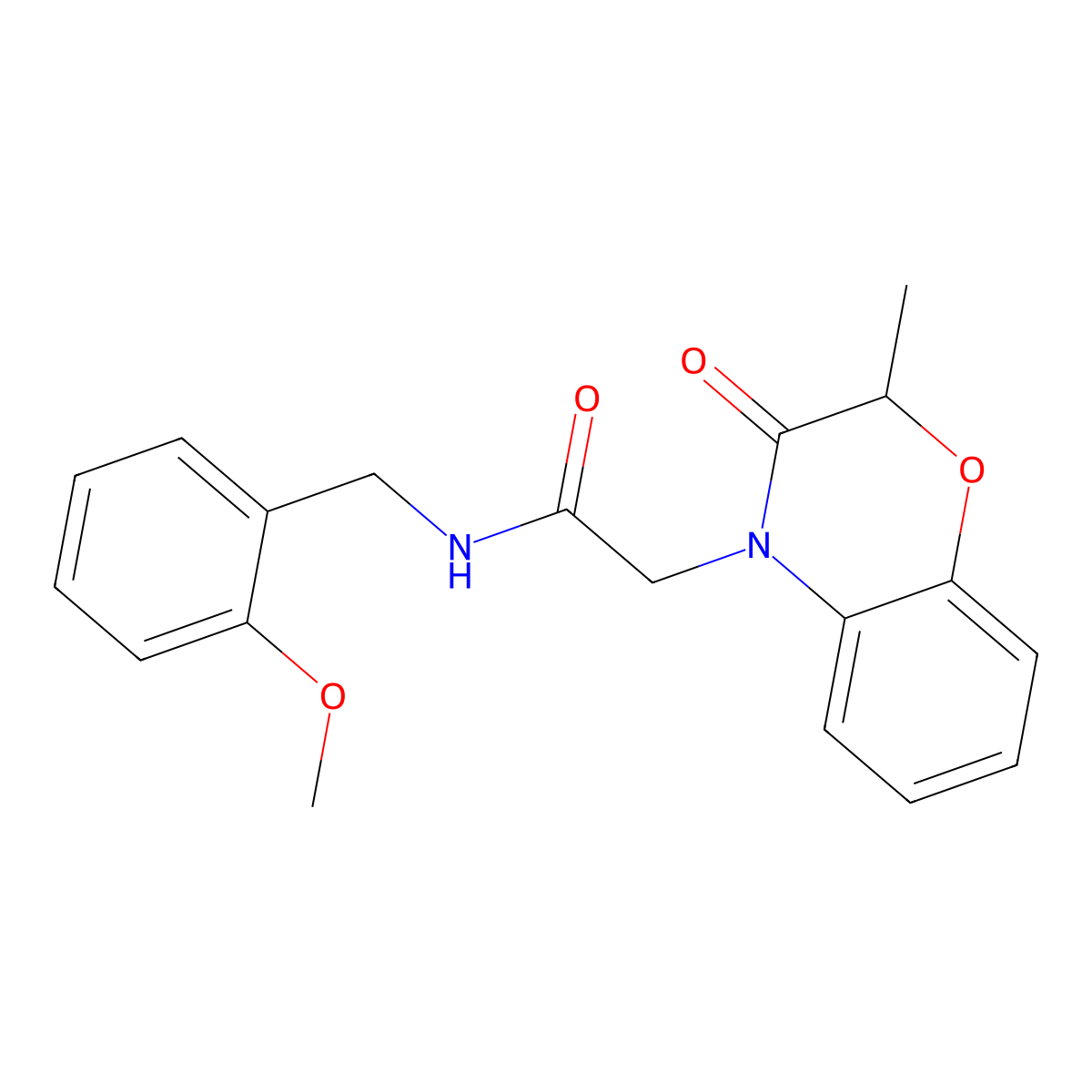 4H-1,4-Benzoxazine-4-acetamide, 2,3-dihydro-N-[(2-methoxyphenyl)methyl]-2-methyl-3-oxo- molecular structure, CAS 606119-00-0