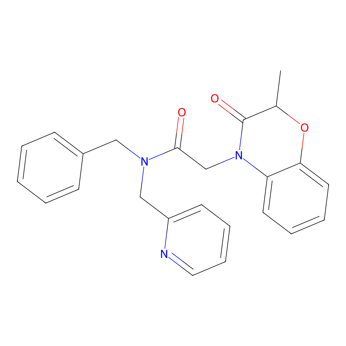 N-Benzyl-2-(2-methyl-3-oxo-2,3-dihydro-benzo[1,4]oxazin-4-yl)-N-pyridin-2-ylmethyl-acetamide molecular structure, CAS 606119-10-2