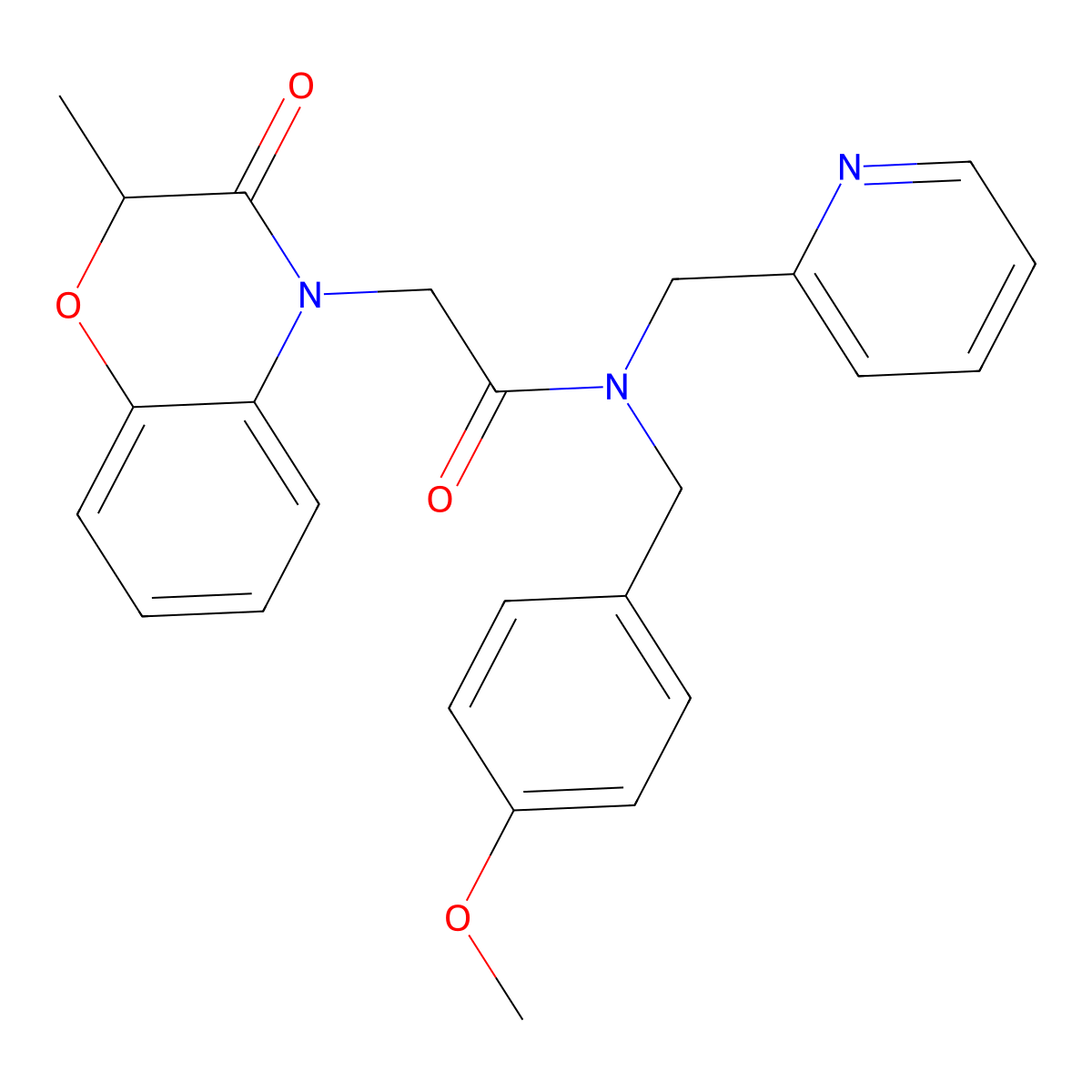 N-(4-Methoxy-benzyl)-2-(2-methyl-3-oxo-2,3-dihydro-benzo[1,4]oxazin-4-yl)-N-pyridin-2-ylmethyl-acetamide molecular structure, CAS 606119-13-5