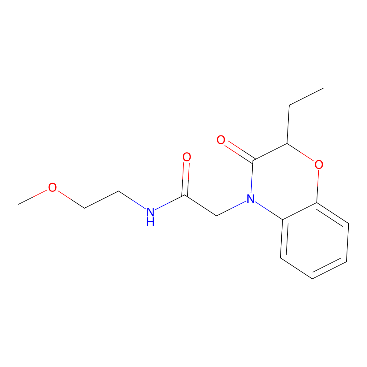 4H-1,4-Benzoxazine-4-acetamide, 2-ethyl-2,3-dihydro-N-(2-methoxyethyl)-3-oxo- molecular structure, CAS 606119-35-1