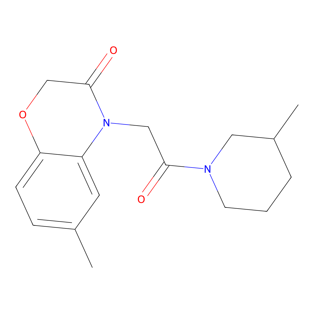 6-Methyl-4-[2-(3-methyl-piperidin-1-yl)-2-oxo-ethyl]-4H-benzo[1,4]oxazin-3-one molecular structure, CAS 606119-46-4