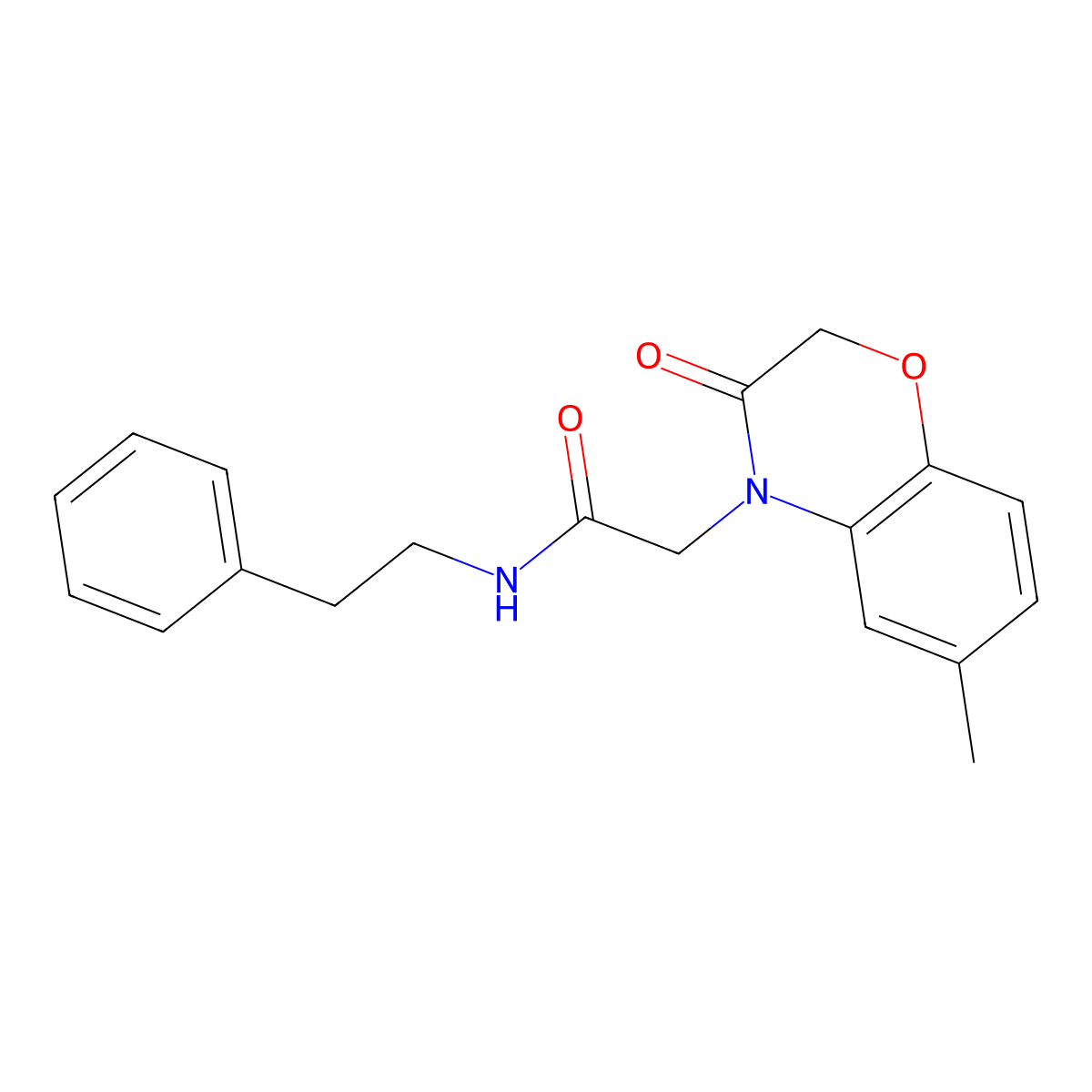 2-(6-methyl-3-oxo-2,3-dihydro-4H-1,4-benzoxazin-4-yl)-N-(2-phenylethyl)acetamide molecular structure, CAS 606119-52-2