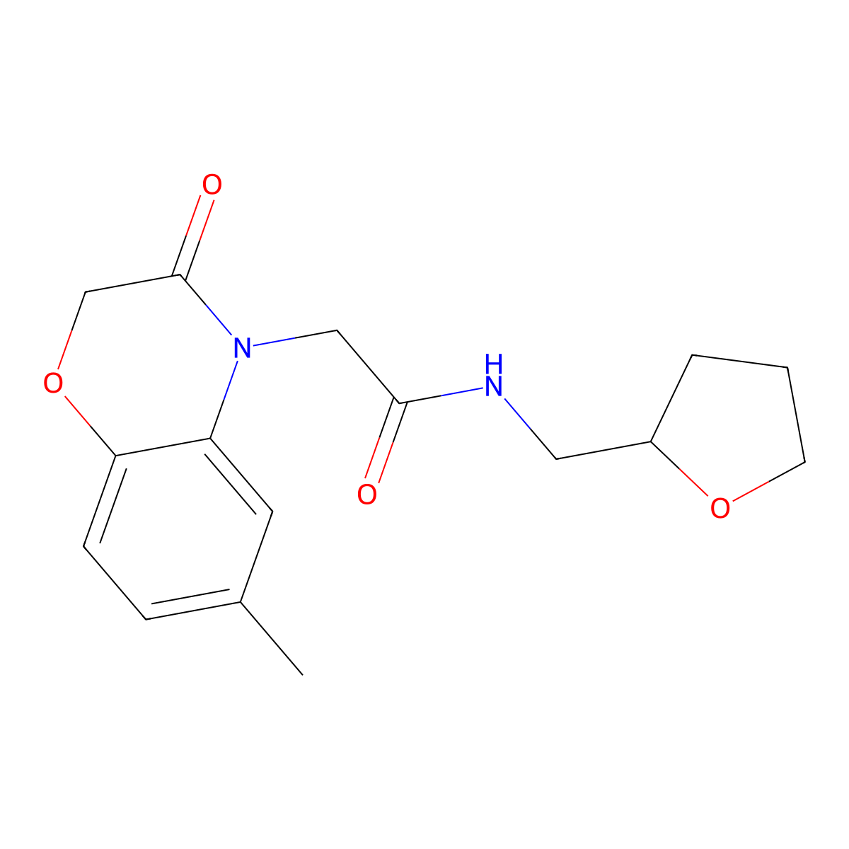 2-(6-Methyl-3-oxo-2,3-dihydro-benzo[1,4]oxazin-4-yl)-N-(tetrahydro-furan-2-ylmethyl)-acetamide molecular structure, CAS 606119-76-0