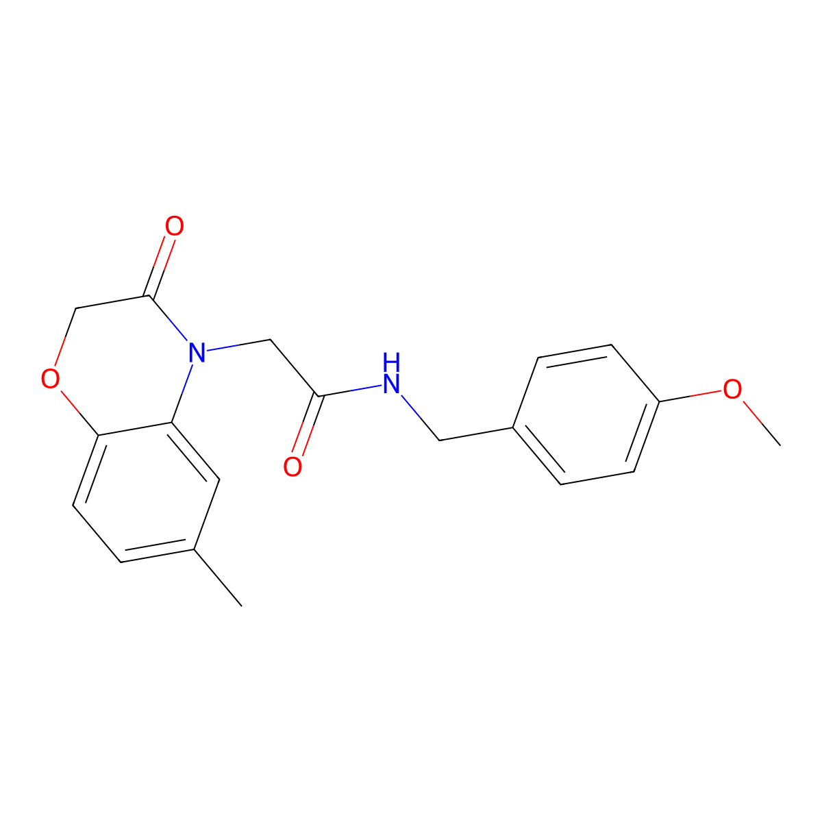 4H-1,4-Benzoxazine-4-acetamide, 2,3-dihydro-N-[(4-methoxyphenyl)methyl]-6-methyl-3-oxo- molecular structure, CAS 606119-77-1