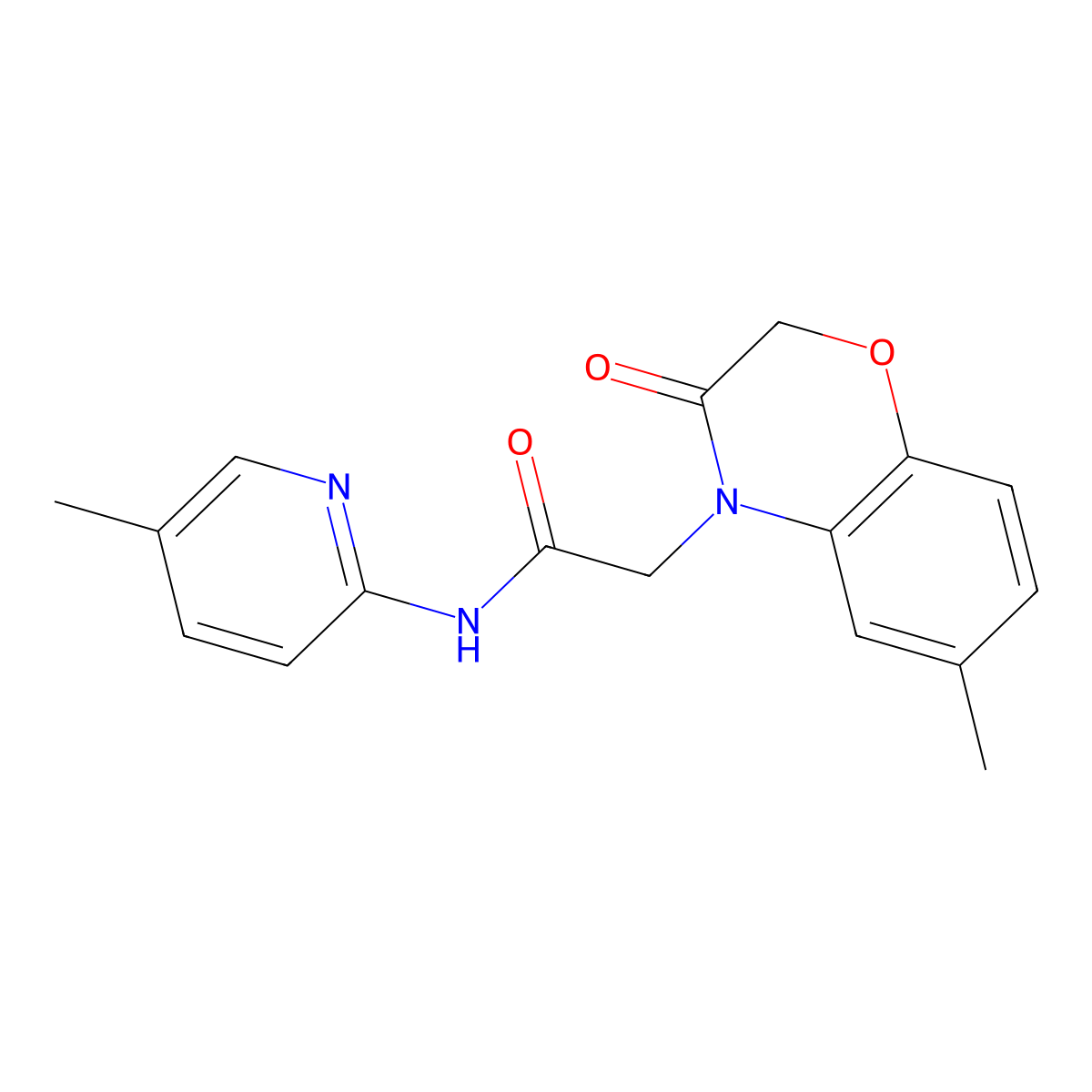 2-(6-Methyl-3-oxo-2,3-dihydro-benzo[1,4]oxazin-4-yl)-N-(5-methyl-pyridin-2-yl)-acetamide molecular structure, CAS 606119-87-3