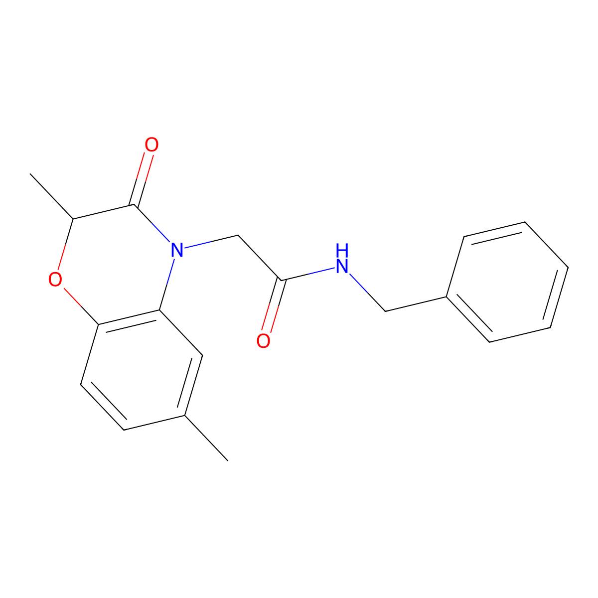 N-benzyl-2-(2,6-dimethyl-3-oxo-1,4-benzoxazin-4-yl)acetamide molecular structure, CAS 606119-98-6