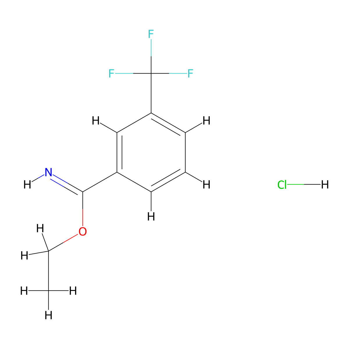 Ethyl 3-(trifluoromethyl)benzene-1-carboximidate hydrochloride molecular structure, CAS 60612-88-6