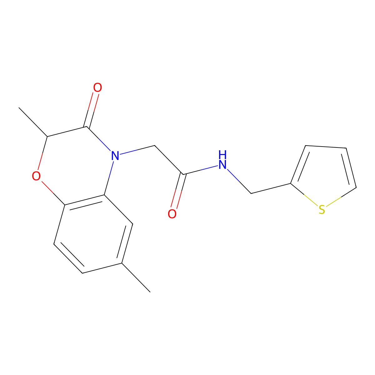 2-(2,6-Dimethyl-3-oxo-2,3-dihydro-benzo[1,4]oxazin-4-yl)-N-thiophen-2-ylmethyl-acetamide molecular structure, CAS 606120-09-6